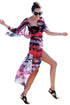 Sexy Buttons and Slit Front Open Tie-dye Print Chiffon Beachwear